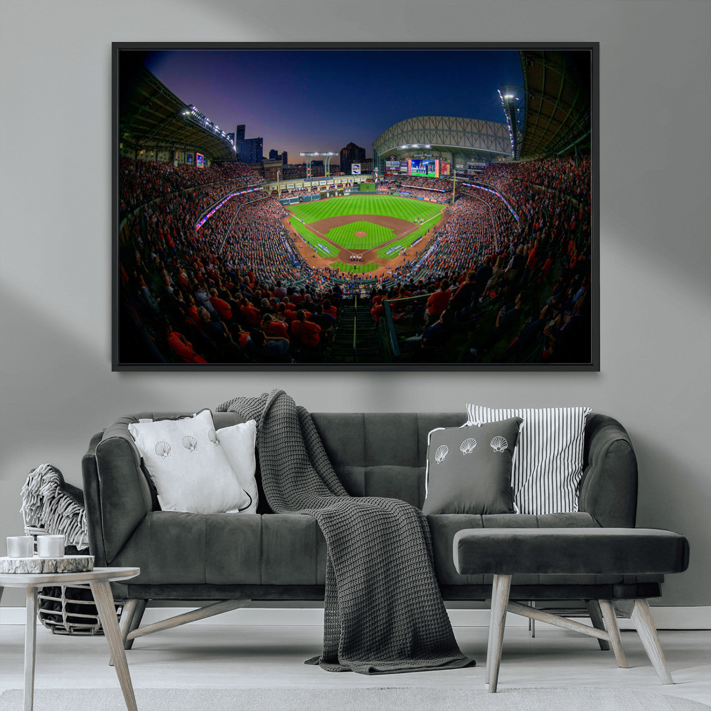 44322-MGV-CV-36X24-Minute Maid Park Wall Art Canvas Print, Framed Houston Astros Stadium Art Picture Print, Houston Astros Field Perfect Sports Room