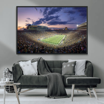 50825-MGV-FC-36X24_Black-Notre Dame Stadium Wall Art Canvas Print, Framed Indiana Stadium Art Picture Print, Football Stadium Perfect Sports Room Decor