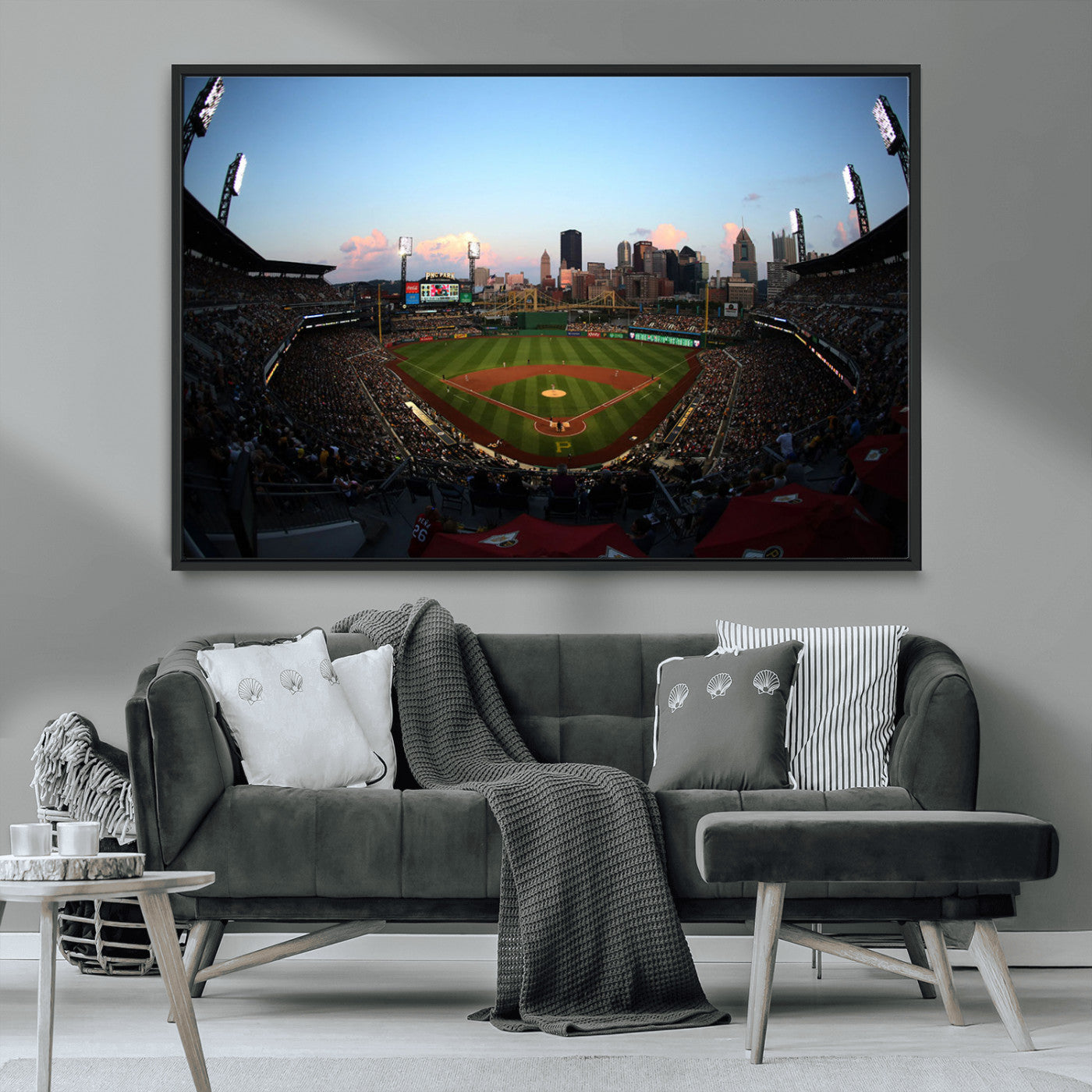 67670-MGV-CV-36X24-PNC Park Stadium Wall Art Canvas Print, Framed Pittsburgh Pirates Stadium Art Picture Print, PNC Park Field Perfect Sport Room