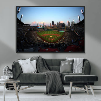 67670-MGV-CV-36X24-PNC Park Stadium Wall Art Canvas Print, Framed Pittsburgh Pirates Stadium Art Picture Print, PNC Park Field Perfect Sport Room