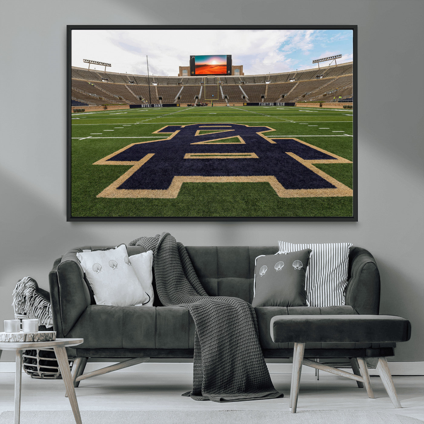 52835-MGV-CV-36X24-Notre Dame Stadium Wall Art Canvas Print, Framed Indiana Stadium Art Picture Print, Notre Dame Field Perfect Sport Room Decor