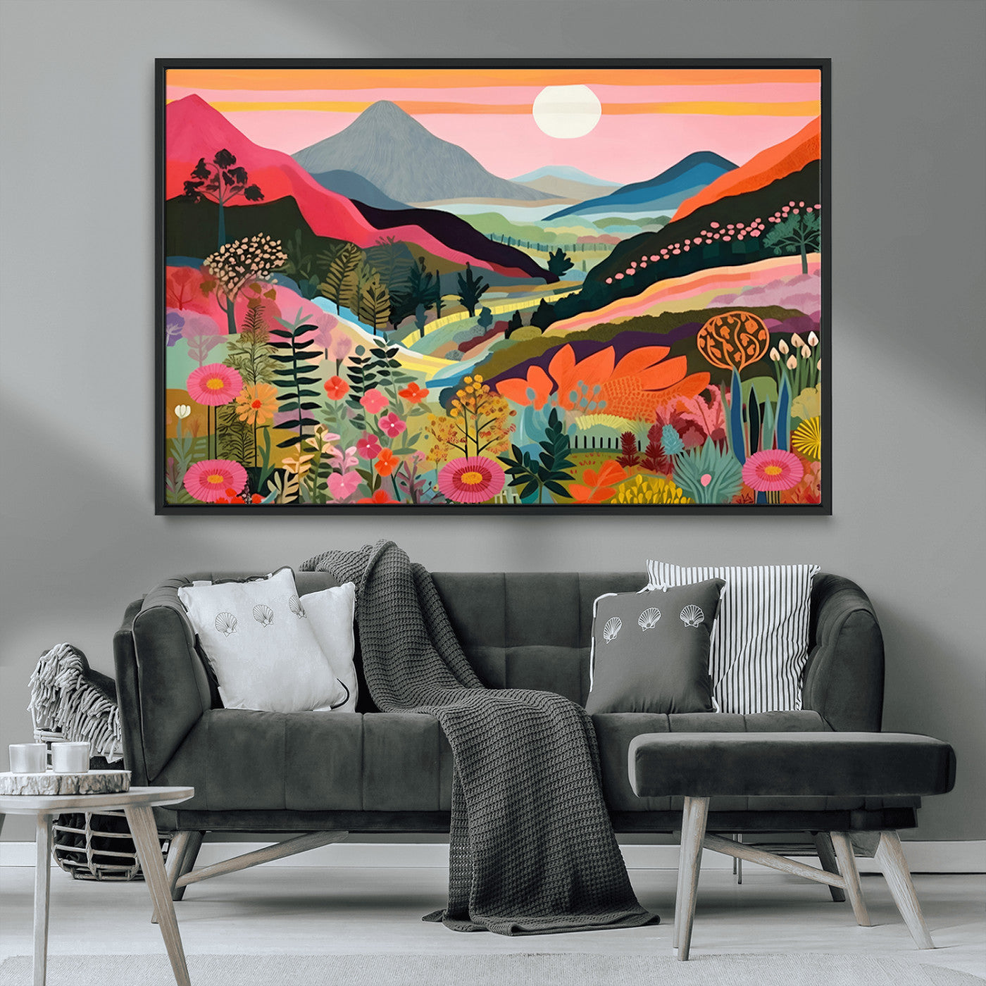 61376-MGV-CV-36X24-Floral Valley Wall Art – Panoramic Mountain Landscape Canvas Print, Vibrant Nature Decor for Living Room, Office, or Bedroom