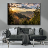 73692479-MGV-FC-36X24_Black-Smoky Mountains Wall Art Canvas Print, Framed Forest Mountain Art Picture Print, Spring Mountain Perfect Spring Style Decor