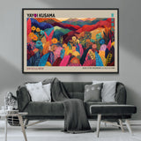 70959-MGV-CV-36X24-Yayoi Kusama Inspired Wall Art – Bold Floral Landscape Canvas Print, Vibrant Modern Abstract Poster for Living Room, Bedroom, or