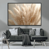 50300-MGV-FC-36X24_Black-Pampas Grass Wall Art Canvas Print, Framed Minimalist Pampas Grass Art Picture Print, Beige Pampas Grass Perfect Minimalist Boho