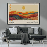 88180-MGV-FC-36X24_Black-Yayoi Kusama Landscape Wall Art – Abstract Dotted Mountain Canvas Print, Retro Sun Poster for Modern Living Room, Office or