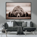 20611-MGV-CV-36X24-Grizzly Bear Wall Art – Majestic Wildlife Sepia Canvas Print, Rustic Nature Animal Artwork for Cabin, Lodge, Living Room, Bedroom,