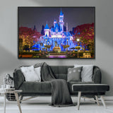 66710-MGV-CV-36X24-Enchanted Castle Wall Art – Magical Night Scene Canvas Print with Glowing Lights, Fantasy Architecture Artwork for Living Room,