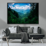 74439378-MGV-FC-36X24_Black-Tropical Jungle Wall Art Canvas Print, Framed Lush Valley Art Picture Print, Forest Mountains Perfect Tropical Wilderness Decor