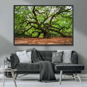 51255351-MGV-CV-36X24-Ancient Tree Wall Art – Majestic Oak Canvas Print, Large Nature Photography, Sacred Forest Landscape Wall Décor, Wisdom Tree