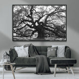 81655611-MGV-CV-36X24-Ancient Oak Wall Art Canvas Print, Framed Twisted Branches Art Picture Print, Gnarled Tree Perfect Moody Nature Decor Artwork