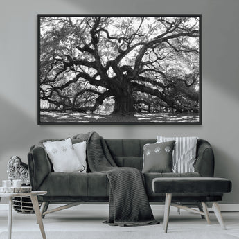 81655611-MGV-CV-36X24-Ancient Oak Wall Art Canvas Print, Framed Twisted Branches Art Picture Print, Gnarled Tree Perfect Moody Nature Decor Artwork