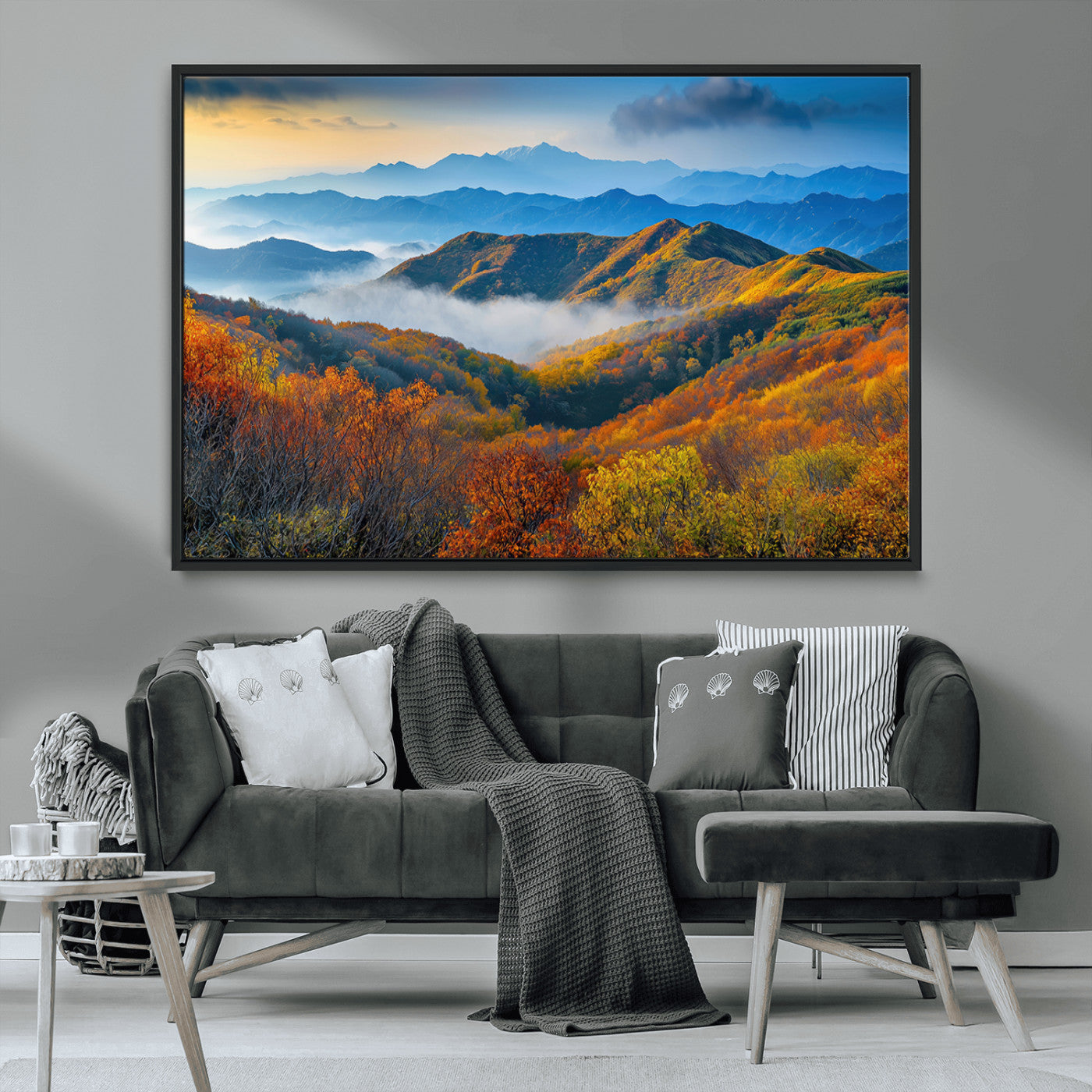 86772247-MGV-CV-36X24-Autumn Mountains Wall Art Canvas Print, Framed Fall Foliage Art Picture Print, Vibrant Hills Perfect Vibrant Nature Decor Artwork