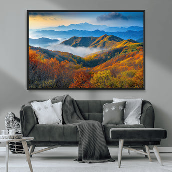 86772247-MGV-CV-36X24-Autumn Mountains Wall Art Canvas Print, Framed Fall Foliage Art Picture Print, Vibrant Hills Perfect Vibrant Nature Decor Artwork