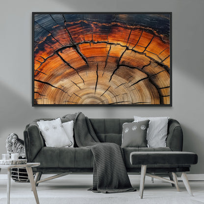 65909987-MGV-CV-36X24-Rustic Tree Ring Wall Art – Nature Inspired Wooden Texture Canvas Print, Modern Abstract Artwork for Living Room, Bedroom, Office
