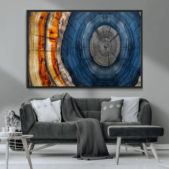 84489410-MGV-CV-36X24-Framed Abstract Tree Ring Wall Art Print, Natural Rustic Wood Texture Canvas Print, Wood Tree Stump Farmhouse, Log Cabin Wooden