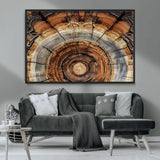 15184146-MGV-CV-36X24-Tree Rings Wall Art Canvas Print, Framed Wood Texture Art Picture Print, Rustic Pattern Perfect Rustic Organic Decor Artwork