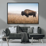 91267849-MGV-CV-36X24-Wild Bison Wall Art Canvas Print, Framed Bison in Prairie Art Picture Print, Rustic Western Perfect Rustic Western Decor Artwork