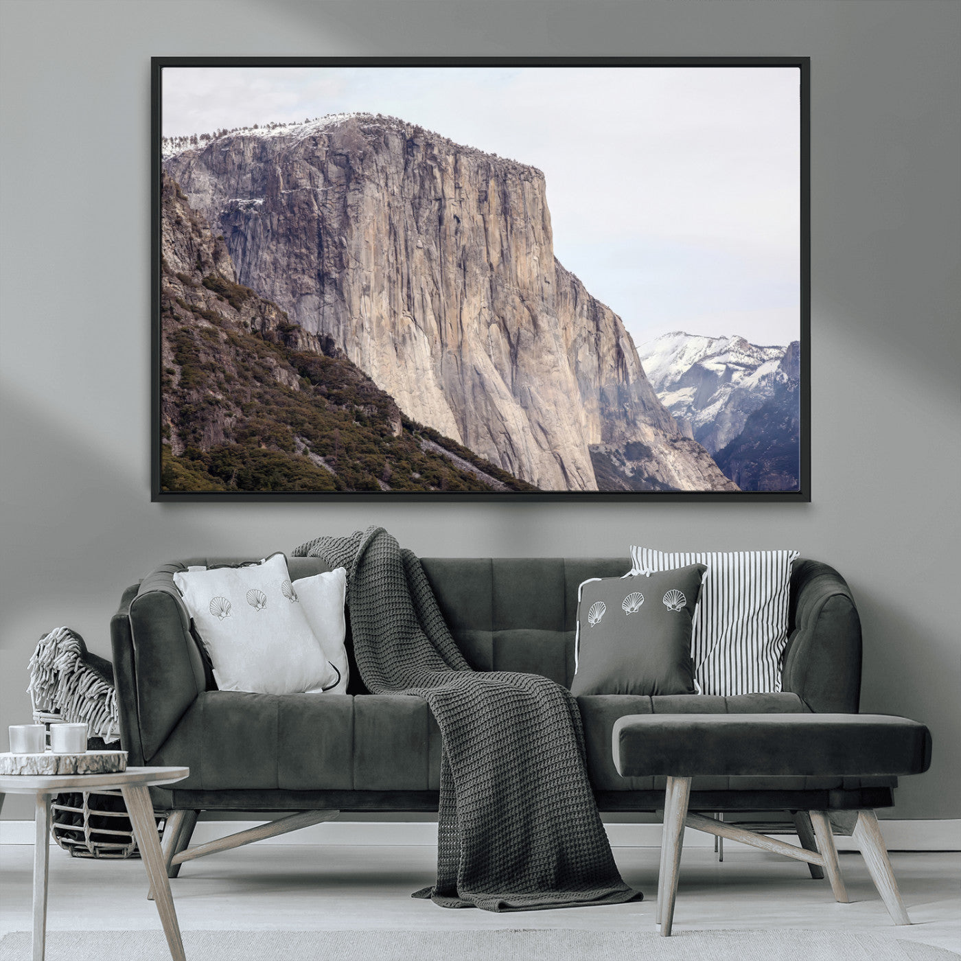 74506434-MGV-CV-36X24-El Capitan Wall Art Canvas Print, Framed Yosemite Cliff Art Picture Print, Sierra Nevada Perfect Sierra Minimalism Decor Artwork