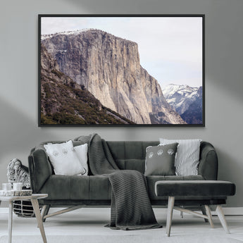 74506434-MGV-CV-36X24-El Capitan Wall Art Canvas Print, Framed Yosemite Cliff Art Picture Print, Sierra Nevada Perfect Sierra Minimalism Decor Artwork