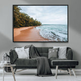 88125882-MGV-CV-36X24-Tropical Shoreline Wall Art Canvas Print, Framed Palm Trees Art Picture Print, Tropical Ocean Perfect Tropical Coastal Decor