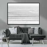 66534476-MGV-CV-36X24-Lone Surfer Wall Art Canvas Print, Framed Ocean Waves Art Picture Print, Minimal Sea Perfect Minimal Coastal Decor Artwork