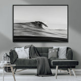 24029476-MGV-CV-36X24-Black Wave Wall Art Canvas Print, Framed Abstract Surf Art Picture Print, Minimalist Ocean Perfect Minimalist Coastal Decor