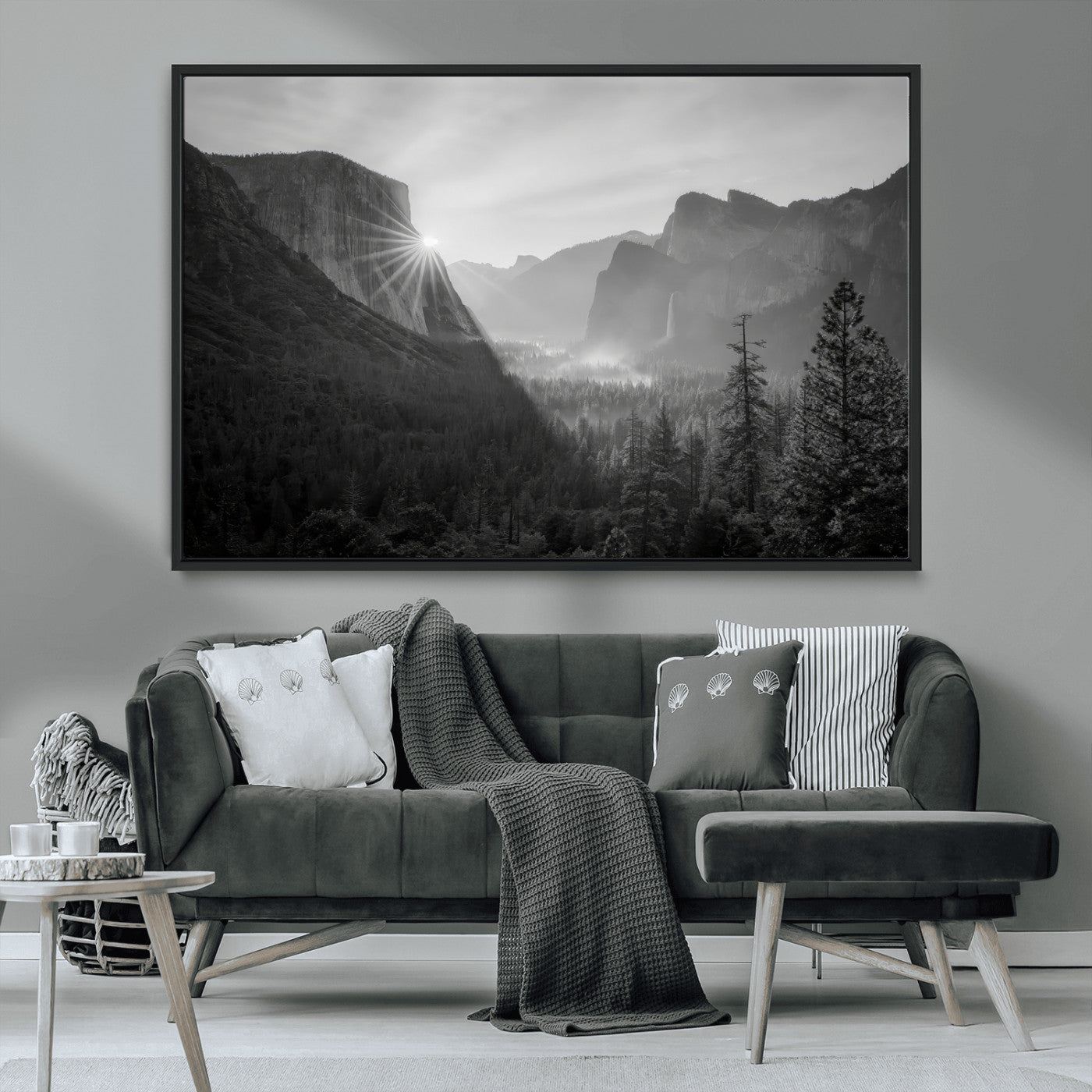39278955-MGV-CV-36X24-Yosemite Valley Wall Art Canvas Print, Framed El Capitan Art Picture Print, Misty Mountain Perfect Modern Rustic Decor Artwork
