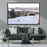 79857868-MGV-CV-36X24-Snowy Mountain Wall Art Canvas Print, Framed Ski Slope Art Picture Print, Winter Forest Perfect Modern Rustic Decor Artwork