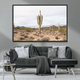 96147924-MGV-CV-36X24-Saguaro Cactus Wall Art Canvas Print, Framed Desert Cactus Art Picture Print, Earthy Desert Perfect Southwestern Boho Decor