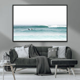56345117-MGV-FC-36X24_Black-Minimalist Surfing Wall Art Canvas Print, Framed Ocean Waves Art Picture Print, Soft Ocean Perfect Minimalist Coastal Decor