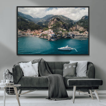 20321590-MGV-CV-36X24-Amalfi Coast Wall Art Canvas Print, Framed Italy Travel Art Picture Print, Mediterranean Landscape Perfect Mediterranean Coastal