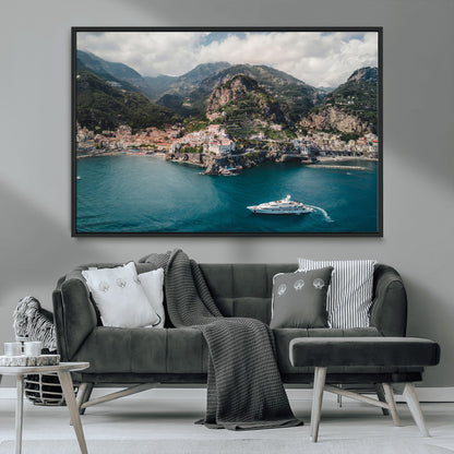 20321590-MGV-CV-36X24-Amalfi Coast Wall Art Canvas Print, Framed Italy Travel Art Picture Print, Mediterranean Landscape Perfect Mediterranean Coastal