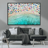 76172085-MGV-CV-36X24-Tropical Shoreline Wall Art Canvas Print, Framed Beach Relaxing Art Picture Print, Aerial Summer Perfect Coastal Vibrant Decor
