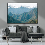 79393816-MGV-CV-36X24-Misty Mountain Wall Art Canvas Print, Framed Cloudy Andean Art Picture Print, Rugged Mountain Perfect Rustic Nature Decor Artwork