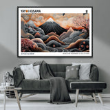 63125329-MGV-CV-36X24-Japanese Mt Fuji Wall Art – Surreal Ukiyo e Style Cherry Blossom Poster, Swirling Cloud Landscape Print, Modern Oriental Asian