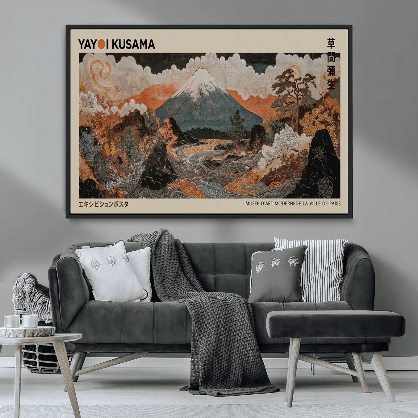 50869156-MGV-CV-36X24-Vintage Japanese Mt Fuji Wall Art – Traditional Ukiyo-e Style Landscape with Flowing River, Oriental Mountain Poster, Asian Home