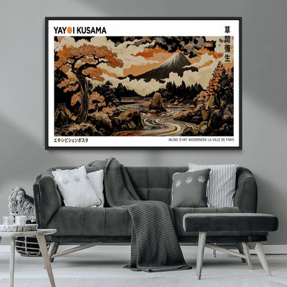 96372548-MGV-FC-36X24_Black-Japanese Landscape Wall Art Print – Mt. Fuji Poster with Bonsai Tree & River, Ukiyo-e Inspired Modern Japanese Artwork, Autumn