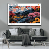 43879290-MGV-CV-36X24-Japanese Abstract Wall Art – Mount Fuji Cherry Blossom Canvas Print, Modern Asian Inspired Landscape Decor for Living Room,