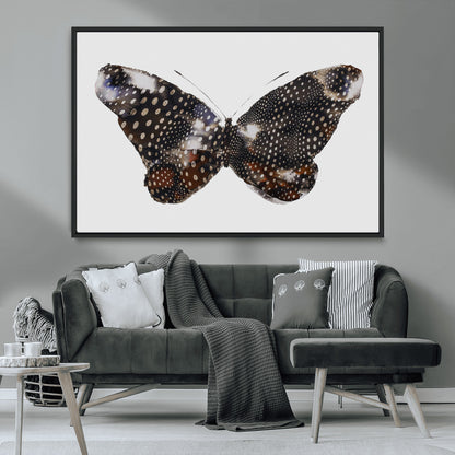 99831147-MGV-CV-36X24-Spotted Butterfly Wall Art Canvas Print, Framed Neutral Insect Theme Art Picture Print, Earthy Wing Pattern Perfect Modern Rustic