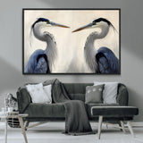 18230556-MGV-CV-36X24-Blue Heron Pair Wall Art Canvas Print, Framed Coastal Bird Theme Art Picture Print, Tranquil Wildlife Scene Perfect Coastal