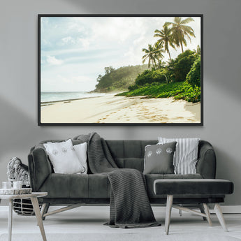 42984524-MGV-CV-36X24-Relaxing Beach Wall Art Canvas Print, Framed Ocean View Art Picture Print, Coastal Serenity Perfect Tropical Coastal Decor Artwork