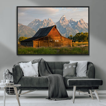 31771014-MGV-CV-36X24-Rustic Barn Wall Art Canvas Print, Framed Western Landscape Art Picture Print, Farmhouse Style Perfect Rustic Farmhouse Decor