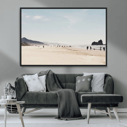 28307820-MGV-CV-36X24-Minimalist Beach Wall Art Canvas Print, Framed Coastal Serenity Art Picture Print, Soft Sand Perfect Modern Coastal Decor Artwork