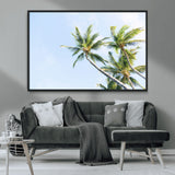 54719115-MGV-CV-36X24-Palm Trees Wall Art Canvas Print, Framed Tropical Aesthetic Art Picture Print, Coastal Serenity Perfect Tropical Minimalist Decor