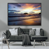 36714356-MGV-CV-36X24-Beach Sunset Wall Art Canvas Print, Framed Ocean Waves Art Picture Print, Tropical Seascape Perfect Coastal Serenity Decor Artwork