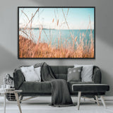 36108696-MGV-CV-36X24-Coastal Grass Wall Art – Serene Ocean View Canvas Print, Beach Nature Photography Decor for Living Room, Bedroom, Office or Modern