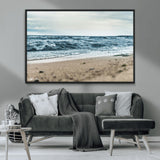 81812590-MGV-CV-36X24-Ocean Wall Art Wall Art Canvas Print, Framed Coastal Canvas Art Picture Print, Moody Seascape Perfect Coastal Minimalist Decor