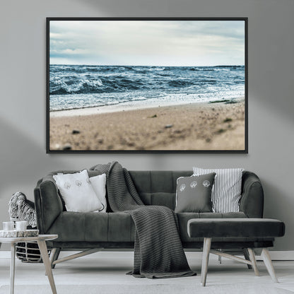 81812590-MGV-CV-36X24-Ocean Wall Art Wall Art Canvas Print, Framed Coastal Canvas Art Picture Print, Moody Seascape Perfect Coastal Minimalist Decor