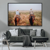 54943176-MGV-CV-36X24-Cowboy Wall Art Wall Art Canvas Print, Framed Western Canvas Art Picture Print, Rustic Ranch Scene Perfect Rustic Western Decor